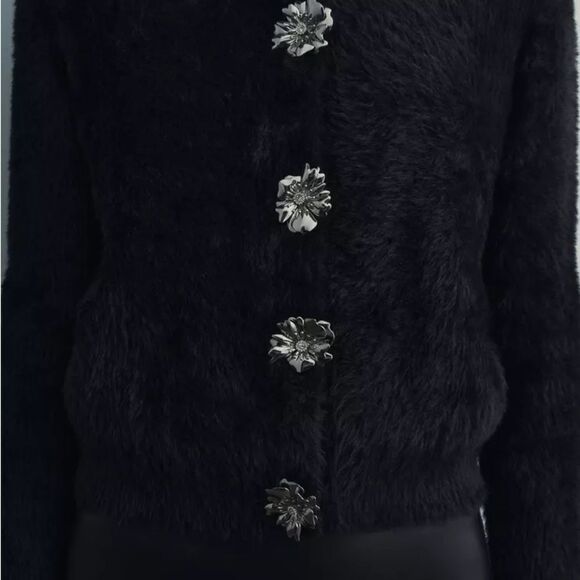 ZARA FUZZY KNIT FAUX FUR JACKET - Picture 6 of 6